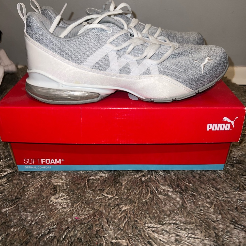 Puma SoftFoam+ Gray and White Athletic Shoes